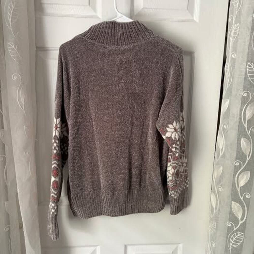NWOT Christian Siriano Fair Isle Sweater Socks Set Womens Size L Taupe Mock Neck - Picture 9 of 9